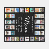 母最高の70番目の誕生日フォトコラージブラック フリースブランケット (正面(横))