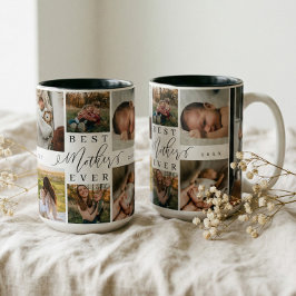 母最高の・エバー |母の日8写真コラージュ ツートーンマグカップ