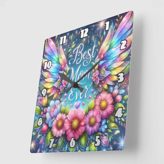 母最高の：天使の翼、フローラの献上品 スクエア壁時計 (傾斜)