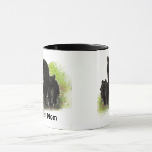 母最高の、母、かわいい、黒熊の動物マグカップ マグカップ (中央)