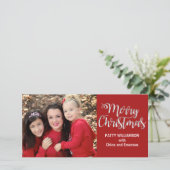 母独身のパパ親メリークリスマスフォトカード シーズンカード (スタンド正面)