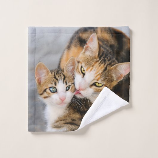 母猫が可愛いベビーが大好き バスタオルセット (ウォッシュタオル)