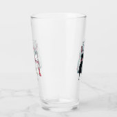 母猫が3匹の子猫の弓で座って微笑む タンブラーグラス (右)