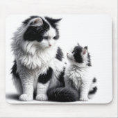 母猫と子猫の白 マウスパッド (正面)