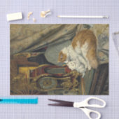 母猫と子猫の腕時計付き 薄葉紙 (クラフト)