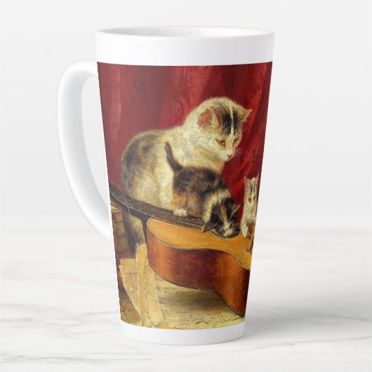 母猫と子猫遊のギター カフェラテマグ (左アングル)