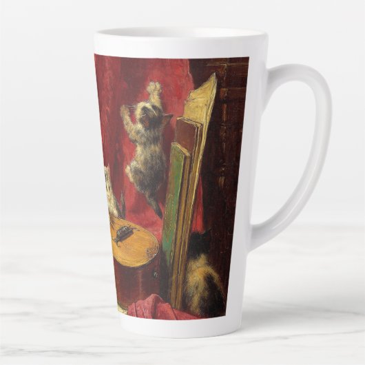 母猫と子猫遊のギター カフェラテマグ (右)