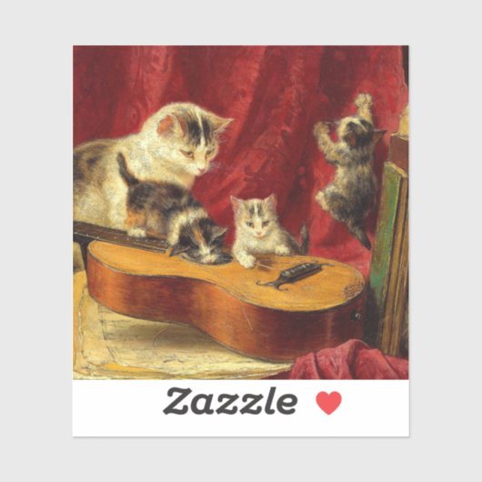 母猫と子猫遊のギター シール (シート)