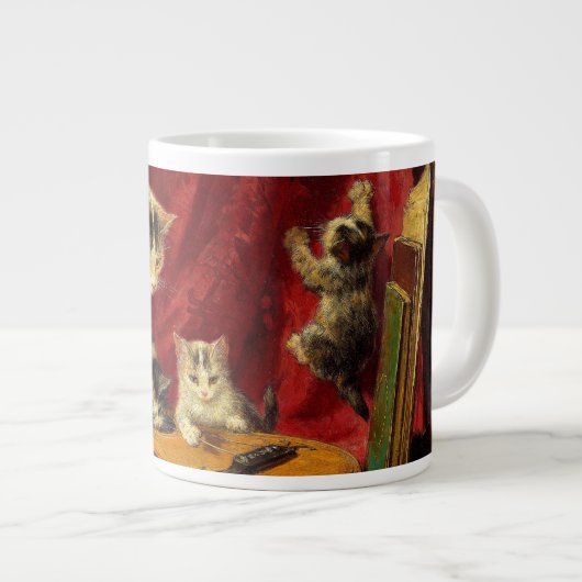 母猫と子猫遊のギター ジャンボコーヒーマグカップ (正面右)