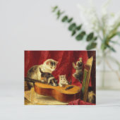 母猫と子猫遊のギター ポストカード (スタンド正面)