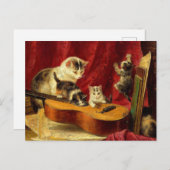 母猫と子猫遊のギター ポストカード (正面/裏面)