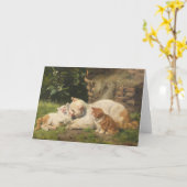 母猫と子猫 | ジュリアス・アダム カード (黄色い花)