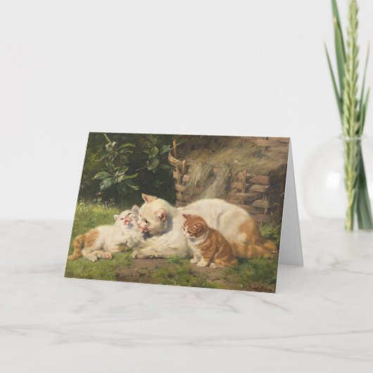 母猫と子猫 | ジュリアス・アダム カード (正面)