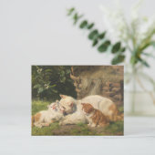 母猫と子猫 | ジュリアス・アダム ポストカード (スタンド正面)