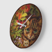 母猫と子猫 ラージ壁時計 (傾斜)
