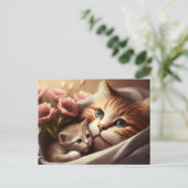 母猫と子猫 – 母の日 ポストカード (スタンド正面)