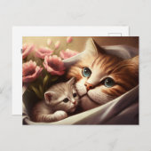 母猫と子猫 – 母の日 ポストカード (正面/裏面)