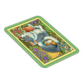 母猫と子猫、鉢植え花、弓&レース マグネット (右側)