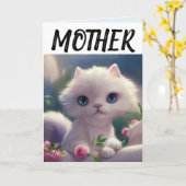 母猫の子猫誕生日グリーティングカード カード (黄色い花)