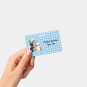 母猫の笑顔が青い子猫 バッジ (手持ち)