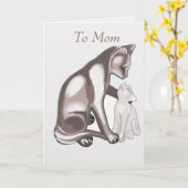 母猫・子猫 カード (黄色い花)