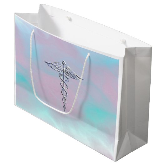 母真珠の装飾のケリュケイオンの医学の記号 ラージペーパーバッグ (正面アングル)