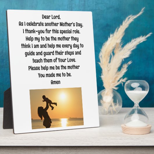母祈りの言葉テーブル上部プラークとイーゼル フォトプラーク (側面)