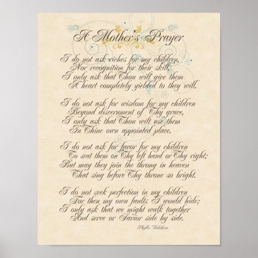 母祈りの言葉 ポスター (正面)