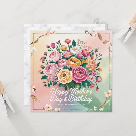 母祝の日の誕生日 カード (正面/裏面インサイチュ)