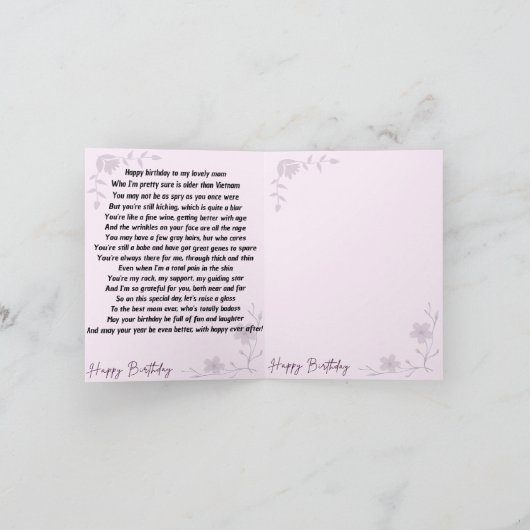 母笑わされるのカードの詩 カード (内部)