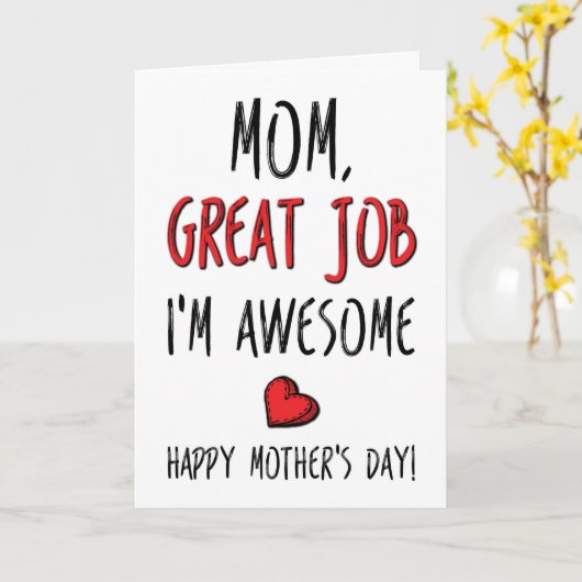 母素晴らし母の日よ素晴らしり私はおもしろい仕事よ カード (黄色い花)