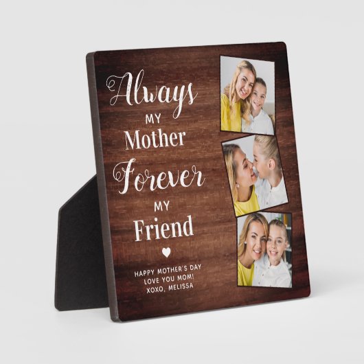 母素朴娘パーソナライズされた3写真ママ フォトプラーク (正面)