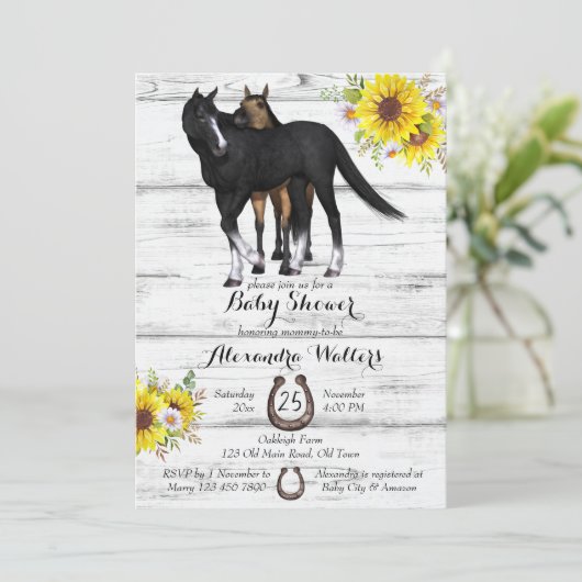 母素朴馬の馬の花の赤ちゃんシャワーの招待状 招待状 (スタンド正面)