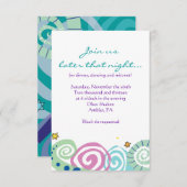 母自然旋回こうもりバー(ユダヤ教の)バル・ミツバーパーティーカード 招待状 (正面/裏面)