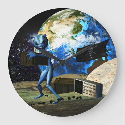 母船のエイリアンの海賊 ラージ壁時計 (正面)