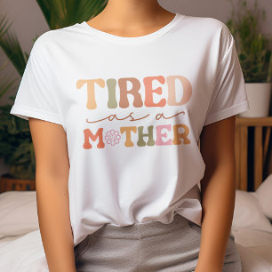 母親おもしろいとして疲れているオレンジと黄色 Tシャツ