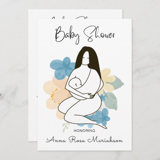 *~*母親がベビーフローラベビーシャワー 招待状 (正面/裏面)