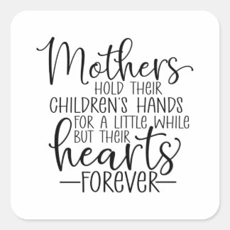 母親が子どもの手を少し握る スクエアシール