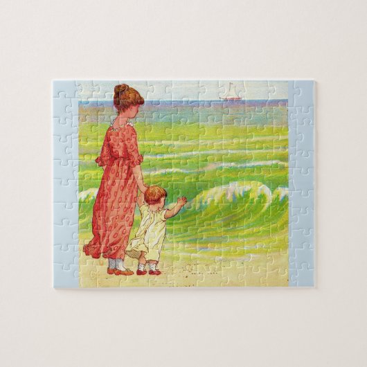 母親とベビーのビーチ ジグソーパズル (横)