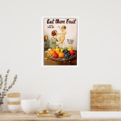 母親と彼女の子供食べ、より多くの果物、ヴィンテージ ポスター (キッチン)