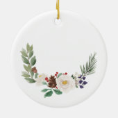 母親のクリスマスを思い出す白いフローラの花 セラミックオーナメント (裏面)