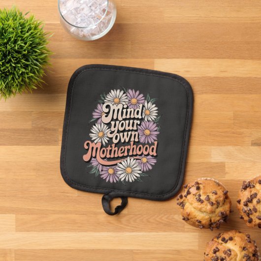 母親の日おもしろい母に気を付け 鍋敷き (トップダウン)