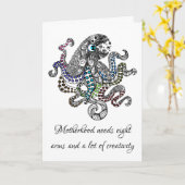 母親の日に最適な8本の腕を持つ芸術的なタコのカード カード (黄色い花)