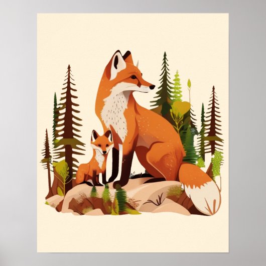 母親の狐と子どものポスター ポスター (正面)