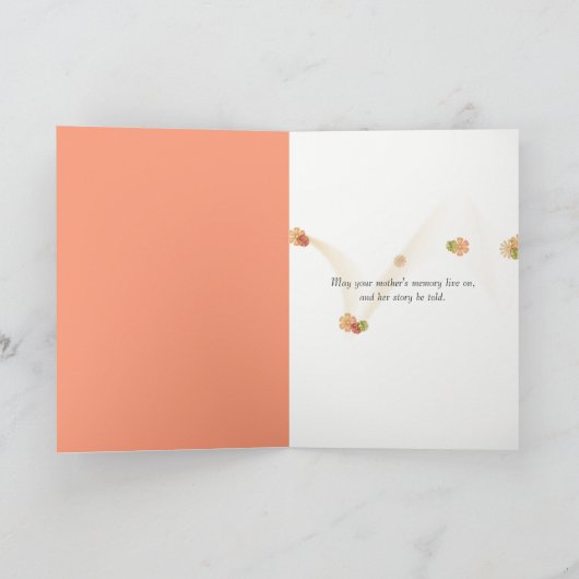 母親を失うオレンジ色のハイビスカス カード (内部)