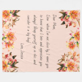 母親パーソナライズされたへの手紙の母の日の贈り物フローラ フリースブランケット (正面(横))