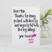 母親愛感謝してい4患者の母の日カード 招待状 (スタンド正面)