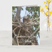 母親最高のだ | ベビーフクロウ（木の写真） カード (黄色い花)