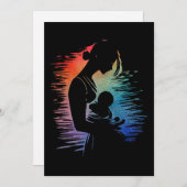 母親運のベビー、母親とベビースケッチ シーズンカード (正面/裏面)