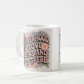 母親魅力的の意味ある母親のフローラ コーヒーマグカップ (正面左)